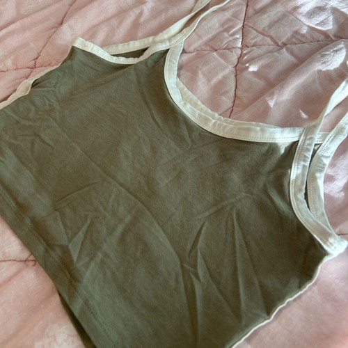 Bershka crop top green like new, size M