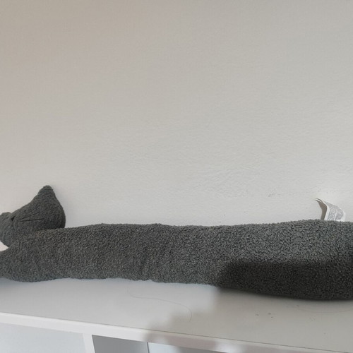 Cat Door Stop Gray with Curly Fur, New