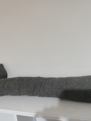 Cat Door Stop Gray with Curly Fur, New