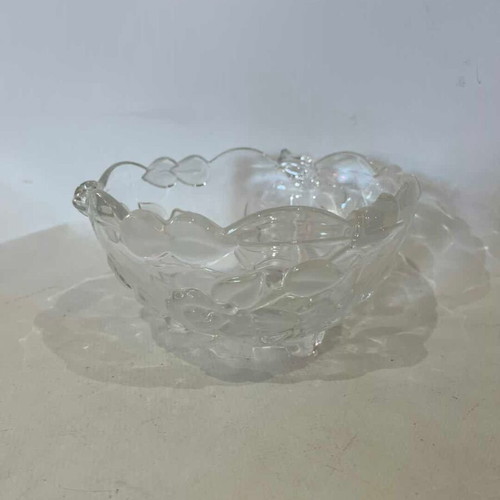 Vintage glass bowl with embossed flower designs 8x16