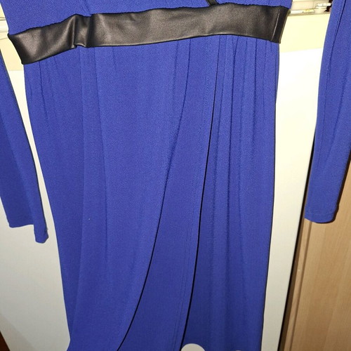 Midi dress like new with leather details, blue