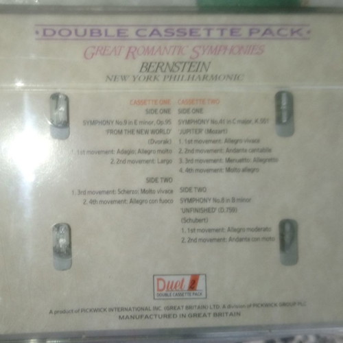 Bernstein New York Philharmonic Double Cassette Romantic Symphonies