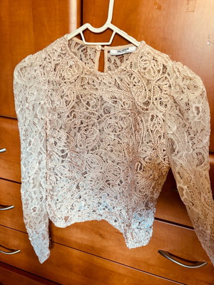 Zara lace top pink, size S-M