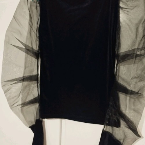 Velvet blouse with puffy transparent sleeves new, Authentic, size L