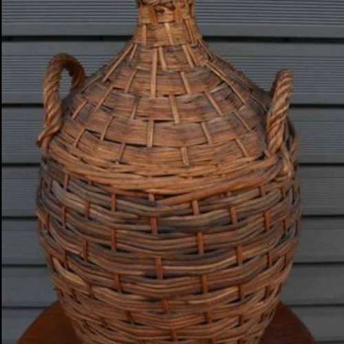 Old wicker demijohn used, dimensions 65x35