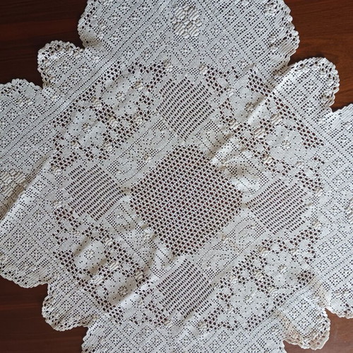 Vintage handmade beige tablecloth new