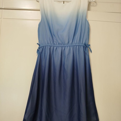 H&M Teen Dress New, Size 13-14, Blue Light Blue White Ombre