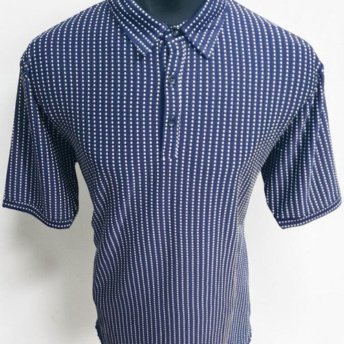 Men's Polo Shirt navy blue with micro-dot pattern, new, XL
