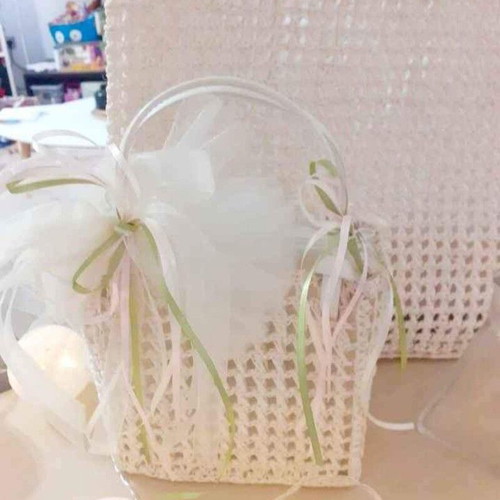 Baptism bag set like new, large straw bag and small pouch