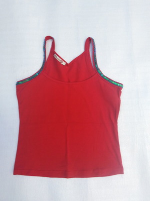 Red elastic top with sequined straps like new