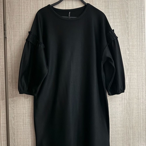 Stradivarius black oversized blouse dress with puff sleeves like new, large