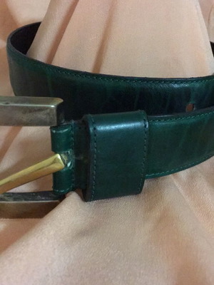 Leather belt green used with bronze buckle