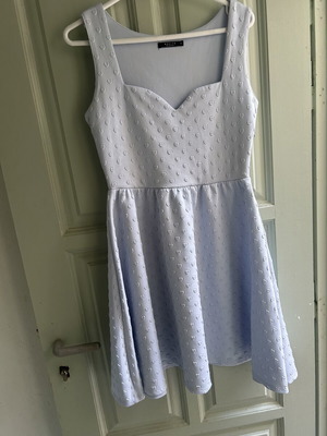 Mohito Mini Skater Dress with Textured Hearts, Like New, Blue, Size M