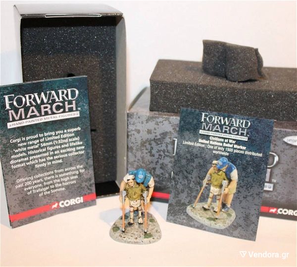  Corgi CC59182 Civilians at War, United Nations Relief Worker Limited Edition only 1500 pieces Worldwide metalliki figoura Hand Painted klimaka: 1/32 H figoura ine kenourgia. timi 16 evro