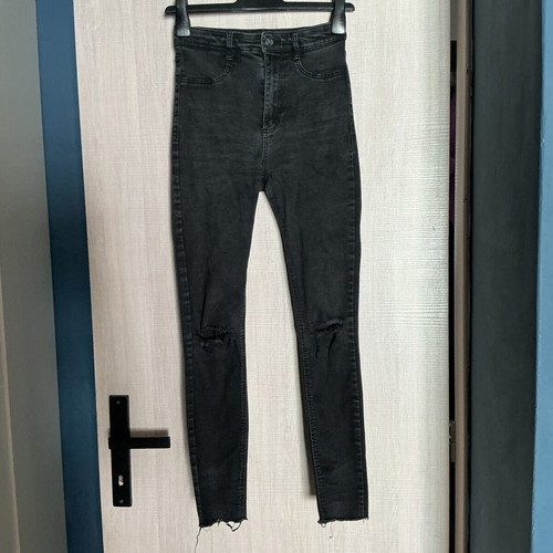 Zara jeans used, high-waisted, black and grey, size S