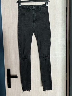 Zara jeans used, high-waisted, black and grey, size S