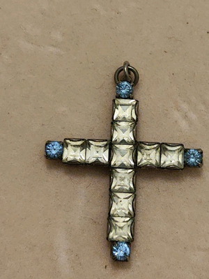 Cross used with white and blue stones