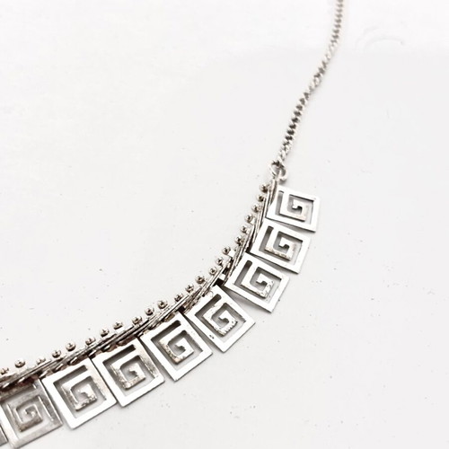 Silver Ancient Greek Necklace with Meanders used
