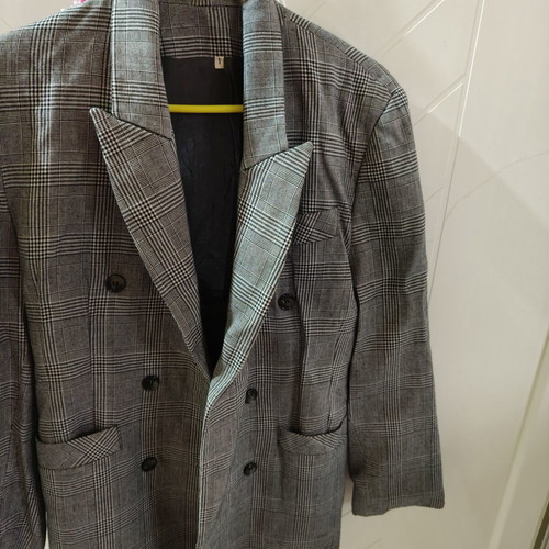 Women's checked jacket like new, size M 38 10, black and white