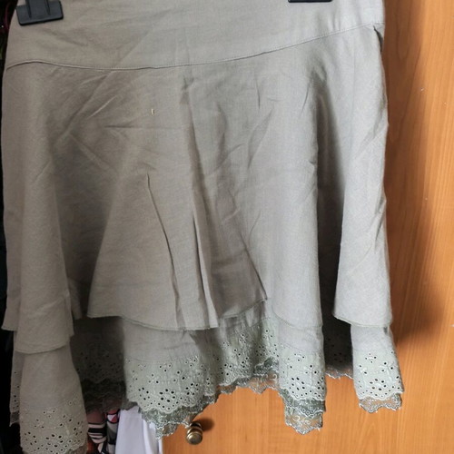 Skirt and shirt set like new, beige and olive, size medium/3