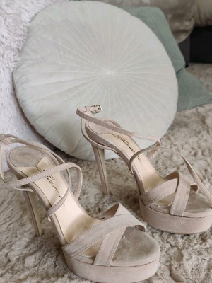 Sante sandals used, beige, size 41, with platform and 13.5cm heel