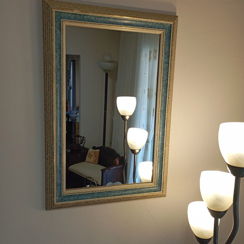 Vintage rectangular wall mirror used with handmade wooden frame