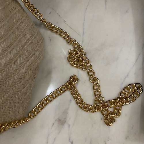 Bonendis ecru handbag with gold chain and leather details new