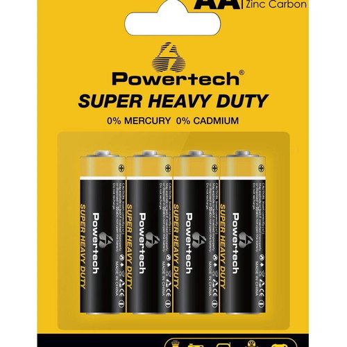 Powertech Zinc Carbon Super Heavy Duty PT-1219 AA 1.5V batteries 4 pcs new