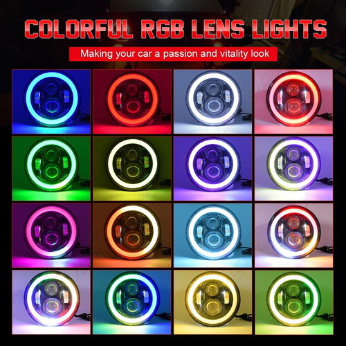 7-inch RGB LED headlights for Jeep Wrangler JK LJ Lada Niva Golf 2 Cherokee, used, 3 pcs with defects