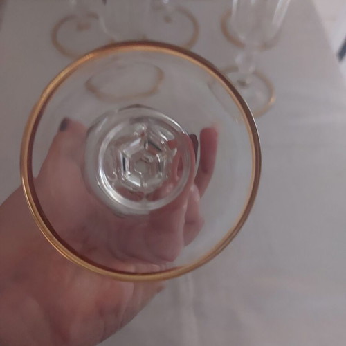 Venetian crystal champagne glasses new, set of 6 with 22-carat gold leaf