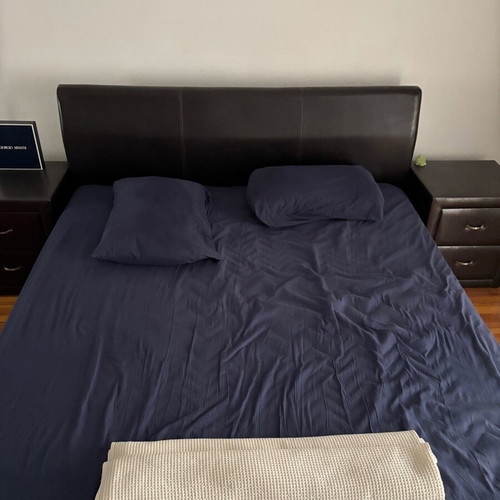 Double bed 160x200 leatherette used without storage