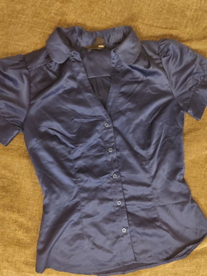Satin shirt H&M like new, elegant blue-purple, size 36