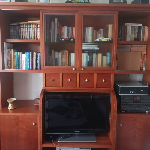 Bookcase cabinet like new with storage space and drawers