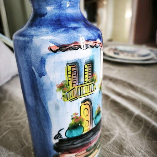 Ceramic vase handmade with enamel Eva Studio & Shop Mykonos like new