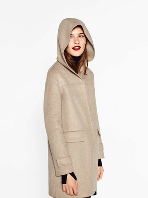 Zara Medium παλτό μεταχειρισμένο σε χρώμα μπεζ