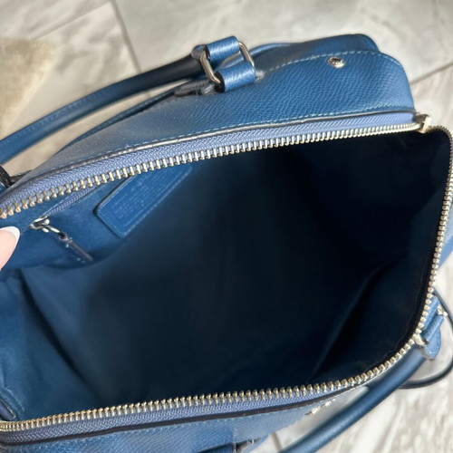 Coach Bennett Satchel leather handbag like new blue with silver details
