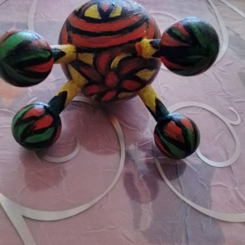 Wooden hand-painted massager