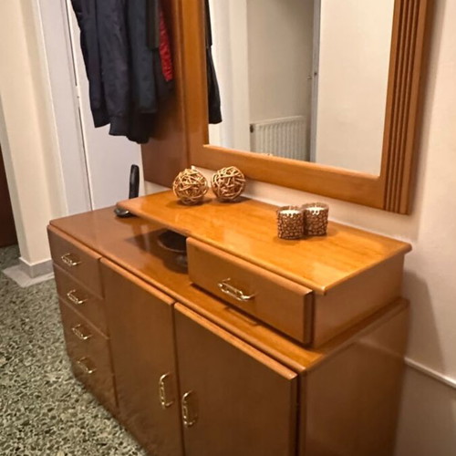 Entrance furniture vintage with shoe rack, three drawers, hanger and mirror used