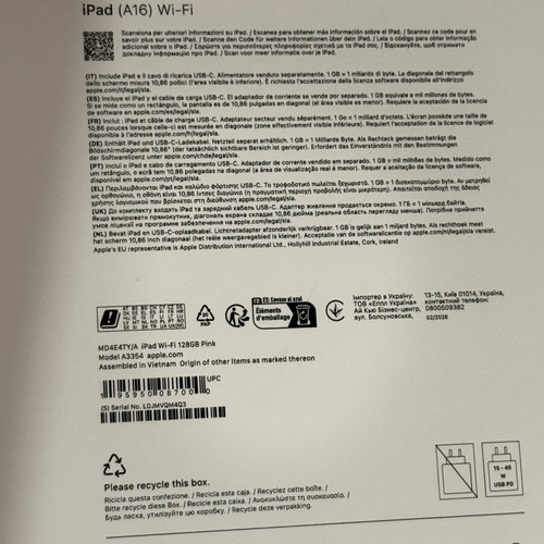 iPad A6 Wi-Fi 128GB Pink