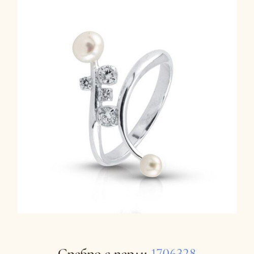 Sterling Silver Cultivated White Pearl and Round Zircon Ring like new