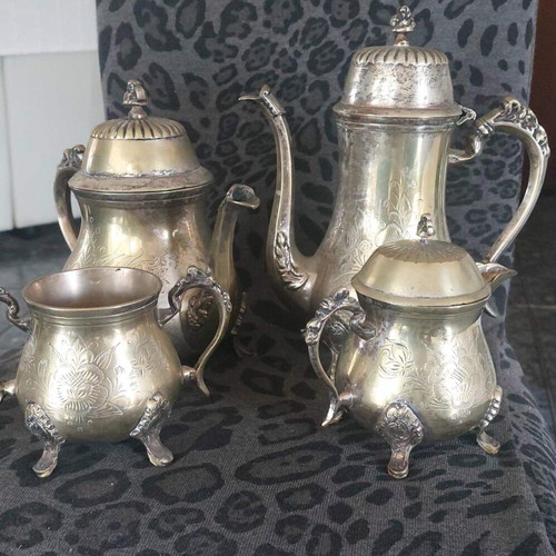 Silver-plated vintage coffee and tea set of 4 pieces used