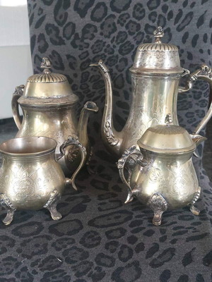 Silver-plated vintage coffee and tea set of 4 pieces used