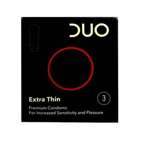 Duo condoms extra thin, new, pack of 3