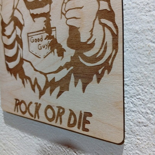 Chucky Rock or Die engraving on marine plywood new