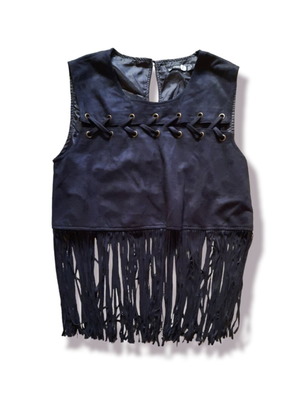 Top with fringes Boohoo new, size S, black