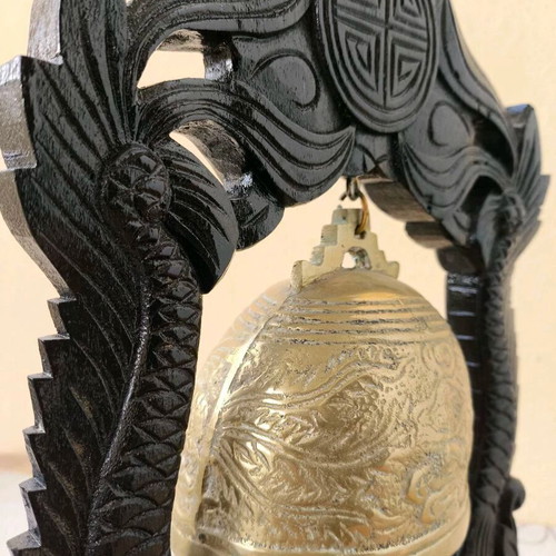 Wooden Gong Bell used, carved, Chinese