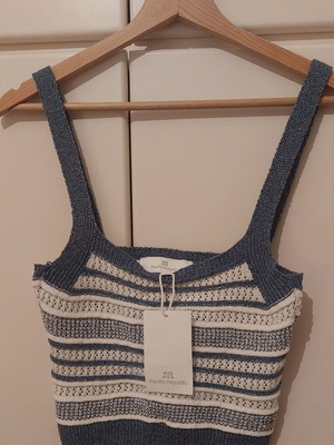 Πλεκτό φανελάκι Pull and Bear καινούργιο, small, λευκό και μπλε