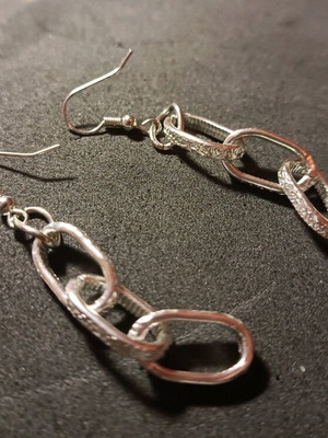 Necklace, earrings and bracelet set made to order in silver tone