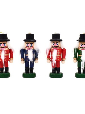 Wooden hanging nutcracker soldiers set of 4 pieces 8cm new