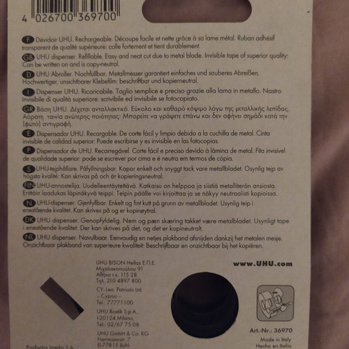 UHU Rollafix Invisible Tape with Metal Cutter, New